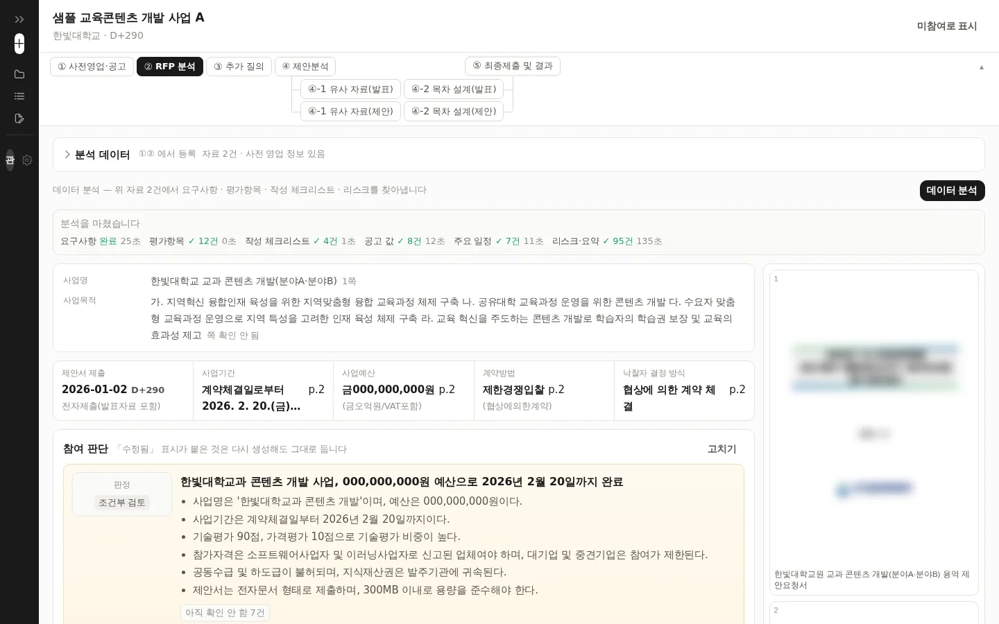 RFP 분석 탭
